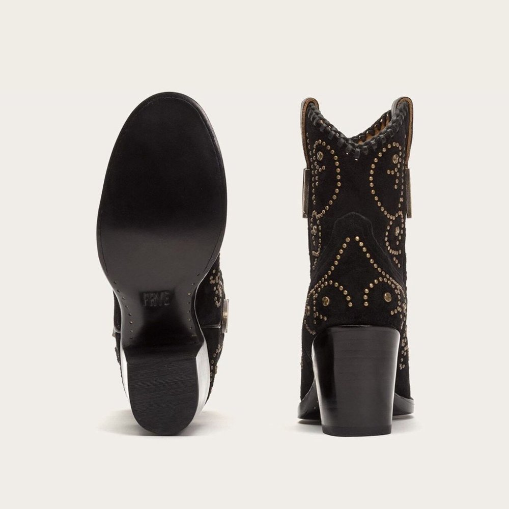 Frye VICTORIA Luxe Studs Italian Suede Leather Boots NEW Black Women's 9.5 ๐HP - Picture 6 of 13